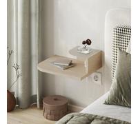 Decortie Luno Modern Floating Corner Bedside Table Nightstand Wall-Mounted Led 30Cm Sonoma Oak Bedroom