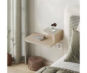 Decortie Luno' Modern Floating Corner LED Bedside Table 30cm in Light Oak | Size: 1 Pack Decortie Light Oak 1 Pack