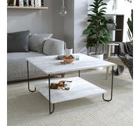Decortie Marbo Coffee Table With Open Shelf Modern Multipurpose Design Ancient White H 45Cm
