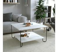 Decortie Marbo Coffee Table with Open Shelf Modern Multipurpose Design H 45cm - Ancient White