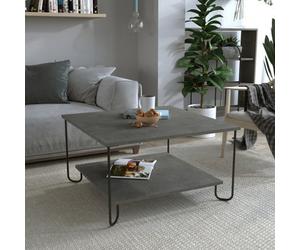 Decortie Marbo Coffee Table With Open Shelf Modern Multipurpose Design Retro Grey H 45Cm