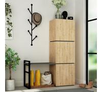 Decortie Mello Hall Tree Coat Stand Modern Storage Unit Hallway Oak Anthracite Grey Height 149Cm