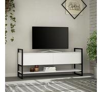Decortie Metola Modern Tv Unit Multimedia Centre White With Storage Tv Cabinet 130Cm