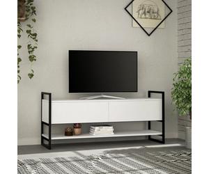 Decortie Metola Modern Tv Unit Multimedia Centre White With Storage Tv Cabinet 130Cm