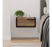 Floating Bedside Table with Drawer Wall Nightstand Sandstone,Sonoma Oak - Black Wood, Whiskey Oak