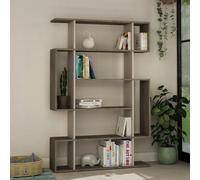 Decortie Bookcase Shelving Unit 25.5X108.5X161Cm Particleboard, Dark Coffee, Multi