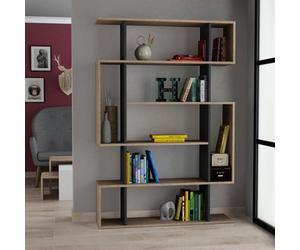 Decortie Mito Modern Bookcase Display Unit Stylish Storage Solution Oak Anthracite Grey Tall 161Cm