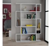 Decortie Mito Modern Freestanding Or Wall Mounted Bookcase White 5-Tier Display Unit Tall For Home & Office 161Cm