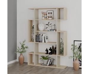 Decortie Mito Modern Freestanding & Wall Mounted Bookcase Sonoma Oak-Sandstone 5-Tier Display Unit Tall For Home & Office 161Cm