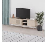 Decortie Modern 164Cm Tv Stand Unit Up To 55" Tvs With 3 Soft-Close Doors, 2 Open Shelves Storage, Laser-Cut Pattern, Sonoma Oak