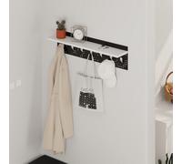 Decortie Modern 7 Hooks Wall Mounted Popy Hanger With Floating Shelf Laser-Cut Metal Surface White