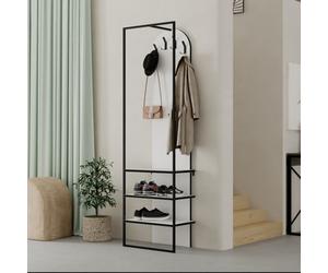 Decortie Modern Archy Hall Stand Coat Rack Hall Tree Stand With Shoe Rack For Hallway, Entrance Hall 180(H)Cm White