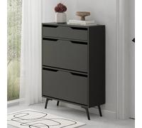 Decortie Modern Asta Shoe Cabinet Anthracite Grey 2 Storage Door For Shoes And Drawer Accessory Organizer 81.6(W)X29.5(D)X110(H)Cm