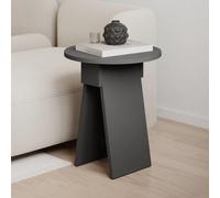 Decortie Modern Chen Side Table Anthracite Round Shape Particle Board 2 Legs Coffee Table 42(W)X42(D)X50(H) Cm