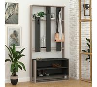 Decortie Chester 5 Shelf Mocha Grey and Anthracite Grey Hallway Coat Rack with Shoe Stand