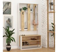 Decortie 'Chester' Modern Wall-Mounted Hall Tree 180cm in Light Oak | Size: 2 Pack Decortie Light Oak 2 Pack