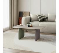 Decortie Modern Coffee Table Radius Edges W/flat Panel Leg Japandi Style Particleboard Living Room Sandstone,mocha Grey,ash Green