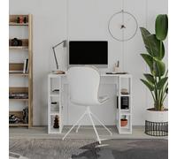 Decortie Modern Colmar 106Cm Working Desk Particleboard 3 Open Shelves Wall Fix H75Xw106Cm, White