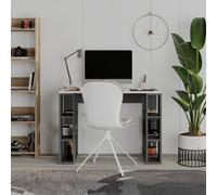 Decortie Modern Colmar 106Cm Working Desk Particleboard 3 Open Shelves Wall Fix H75Xw106Cm, White, Anthracite Grey