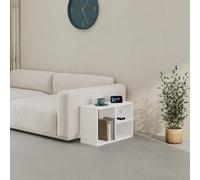 Decortie Modern Combayn Big Low Standing Book Shelf, 3 Open Storage Horizontal Or Vertical Compact Bookshelf Bedroom (White)