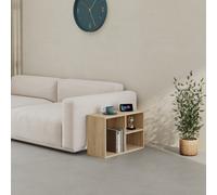 Decortie Modern Combayn Big Low Standing Book Shelf, 3 Open Storage Horizontal Or Vertical Compact Bookshelf Bedroom (Oak)