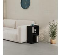 Decortie Modern Combayn Big Low Standing Book Shelf, 3 Open Storage Horizontal Or Vertical Compact Bookshelf Bedroom (Black Wood)