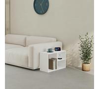 Decortie Modern Combayn Big Low Standing Book Shelf, 3 Open Storage Horizontal or Vertical Compact Bookshelf Bedroom - White