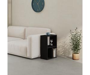 Decortie Modern Combayn Big Low Standing Book Shelf, 3 Open Storage Horizontal Or Vertical Compact Bookshelf Bedroom (Black Wood)