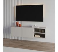 Decortie Modern Conrad TV Unit up to 50 Inch TVs 2 Soft Close Door Entertainment Centre 140cm Living Room Easy Assembly - Sandstone