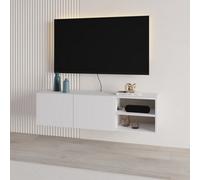 Decortie Modern Conrad Tv Unit Up To 50 Inch Tvs 2 Soft Close Door Entertainment Centre 140Cm Living Room Easy Assembly White