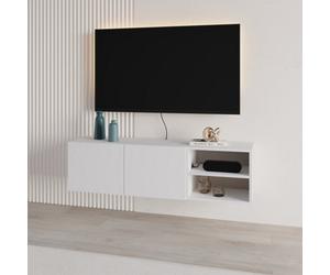 Decortie Modern Conrad Tv Unit Up To 50 Inch Tvs 2 Soft Close Door Entertainment Centre 140Cm Living Room Easy Assembly White