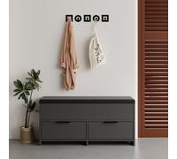 Decortie Cove 2 Door 2 Shelf Anthracite Grey Modern Shoe Storage Bench