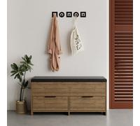 Decortie Cove 2 Door 2 Shelf Dark Oak Effect Modern Shoe Storage Bench