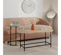 Decortie Modern Cuddle Coffee Tables Oak, Ash Green 2 Piece Nested Table Round W Wheels And Oval Shape Table Metal Legs Office