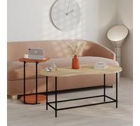 Decortie Modern Cuddle Coffee Tables Oak, Cinnamon 2 Piece Nested Table Round W Wheels And Oval Table Metal Legs Office