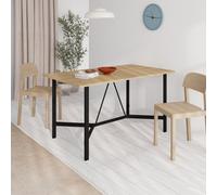 Decortie Modern Dalma Rectangle Dining Table 6 Seater Kitchen Table 140(D)Cm W/metal Legs For Indoor Oak, Oak
