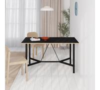 Decortie Modern Dalma Rectangle Dining Table 6 Seater Kitchen Table 140(D)Cm W/metal Legs For Indoor Black Wood, Oak