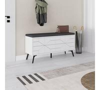 4 Doors Shoe Bench 'Dune' Modern Design with Metal Legs Width 107cm Decortie White 1 Pack
