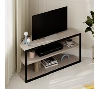 Decortie Modern Echo Corner Tv Unit Metal Frame Open Shelf Media Centre 98Cm Mocha Grey Entertainment Unit
