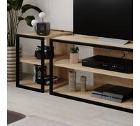 Decortie Modern Echo Tv Unit Set For Tvs Up To 43 Inches With 2 Storage Side Table, 3 Piece Set Media Centre, Living Room (Oak)