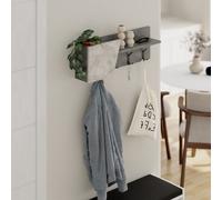 Decortie Modern Eleva Wall-Mounted Hanger Mocha Grey, Gold Marble, Engineered Wood With 4 Black Metal Hooks 74(D)X15.7(D)X26(H)