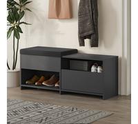 Decortie Modern Filux Shoe Bench Rack Anthracite Sliding Fabric Seat And 120.3(W) Storage Cabinet 2-Tier Open Shelves Hallway