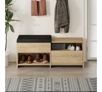 Filux' Shoe Storage Bench with Sliding Seat 1 Drop-Door Width 120cm Decortie Natural 1 Pack