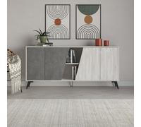Decortie Sideboard 180Cm 35.6X180X82Cm 4 Particleboard Ancient White, Retro Grey, Multi