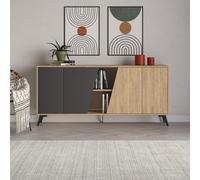 Decortie Modern Fiona Console Sideboard Storage Cabinet 180(W)Cm Oak, Anthracite Grey