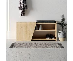 Decortie Modern Fiona Shoe Bench With Storage Space Up To 6 Pair Shoes 104.6(W)Cm Oak