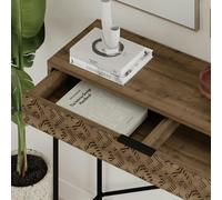 Decortie Modern Heaton Console 1-Drawer Storage Sideboard Elegant Metal Legs 110(W)cm - Dark Oak
