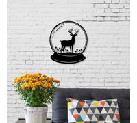Decortie Modern Metal Wall Art Deer Theme Home Ornament Decorative Minimalist Design Hanging Wall Sculpture, Black