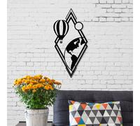 Decortie Modern Metal Wall Art From Earth Theme Home Ornament Decorative Minimalist Design Hanging Wall Sculpture, Black