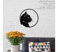 Decortie Modern Metal Wall Art Home Ornament Cat Decorative Minimalist Design Hanging Wall Sculpture, Black